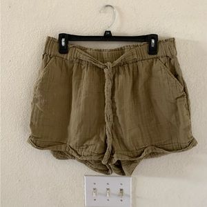 Olive Green Linen Shorts